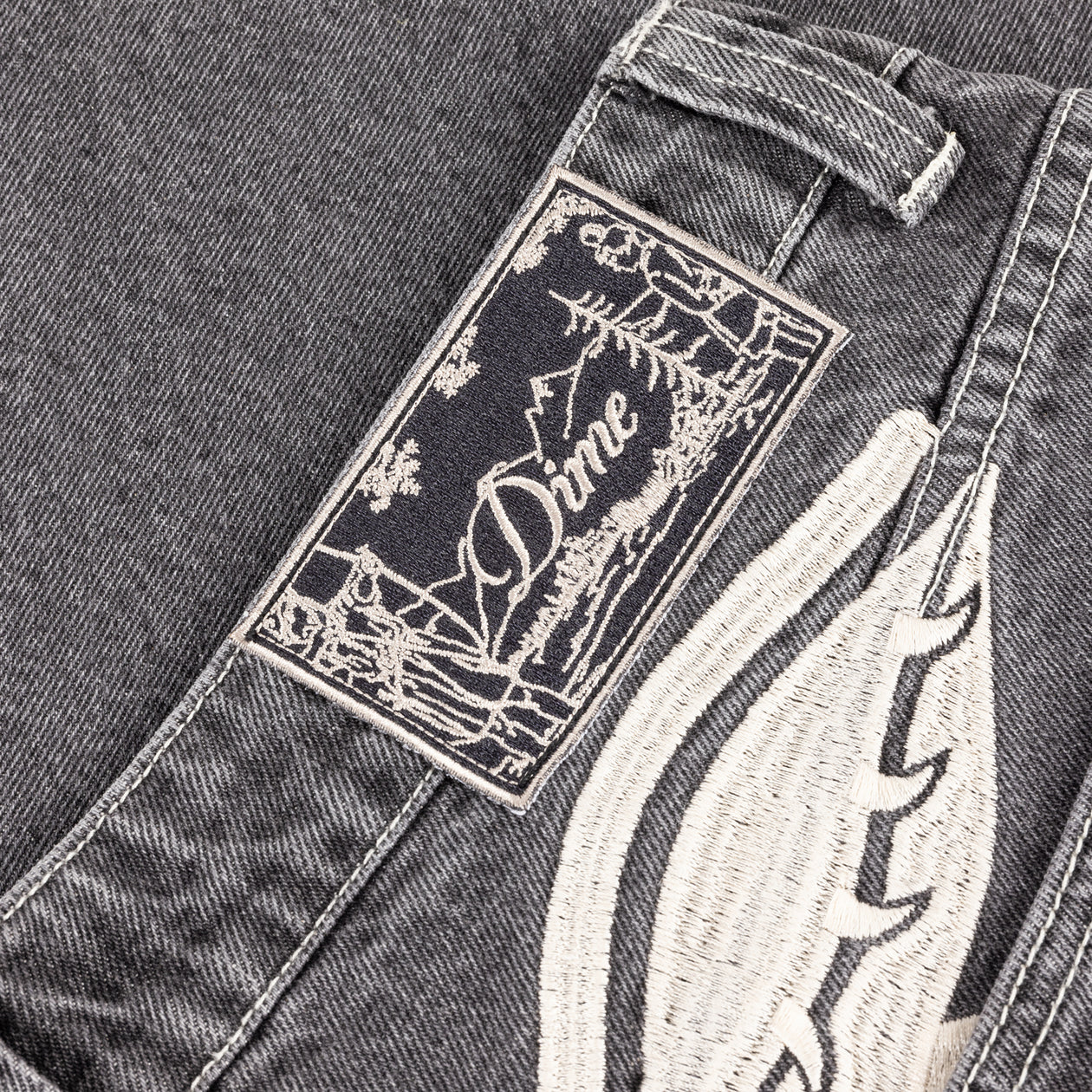 Baggy Wink Denim Pants - Faded Black