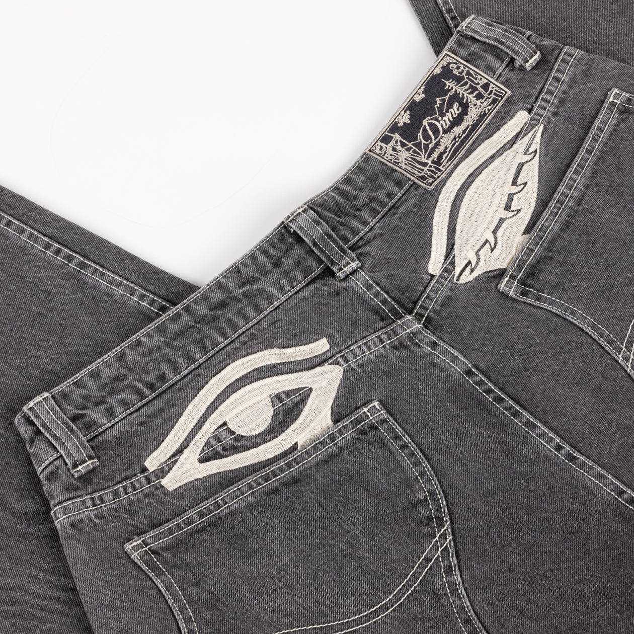 Baggy Wink Denim Pants - Faded Black