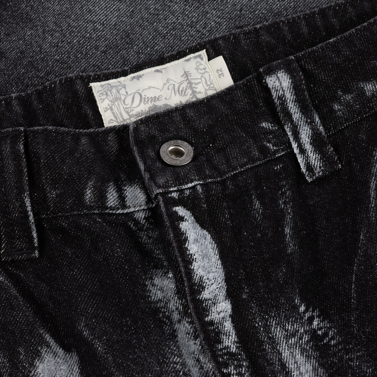 Baggy Denim Pants - Black (White Paint)
