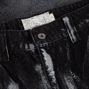 Baggy Denim Pants - Black (White Paint)