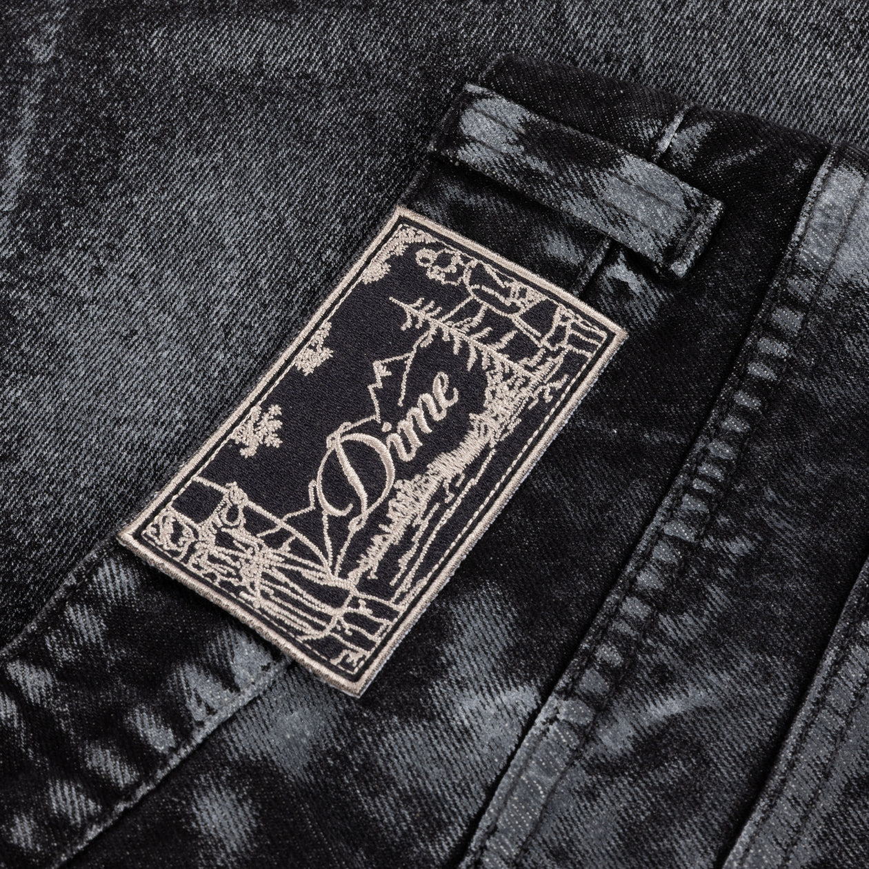 Baggy Denim Pants - Black (White Paint)