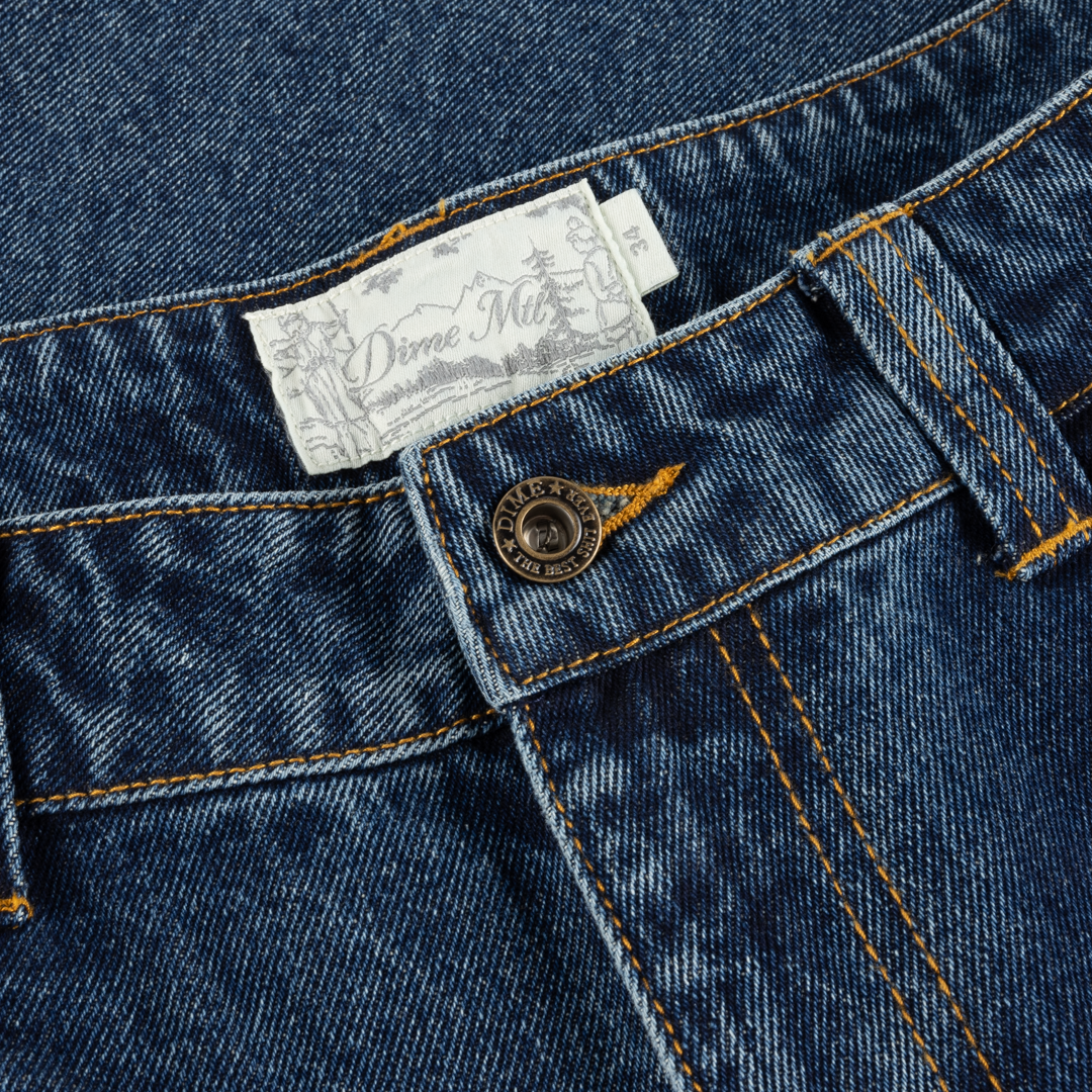 Baggy Denim Pants - Sandblasted Night Indigo