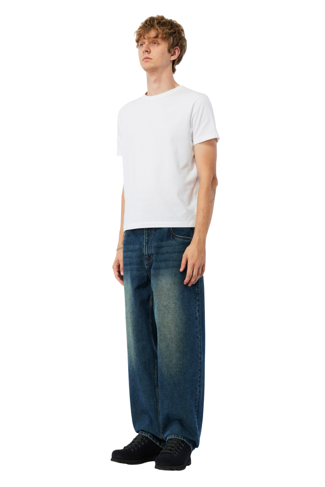 Baggy Denim Pants - Sandblasted Night Indigo