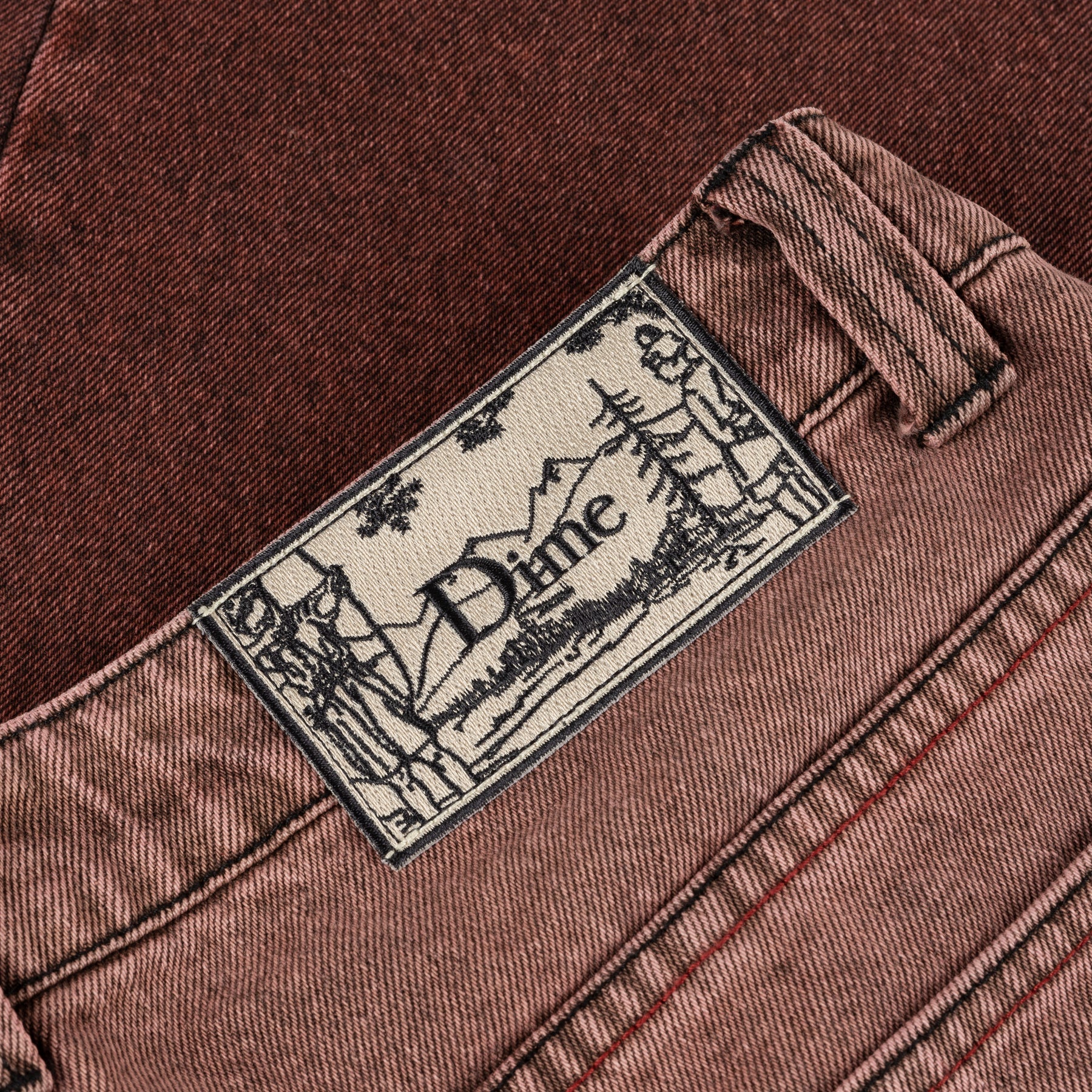 Classic Relaxed Denim Pants - Dipped Sandblasted Burgundy