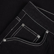 Baggy Denim Pants - Black (Contrast Stitch)