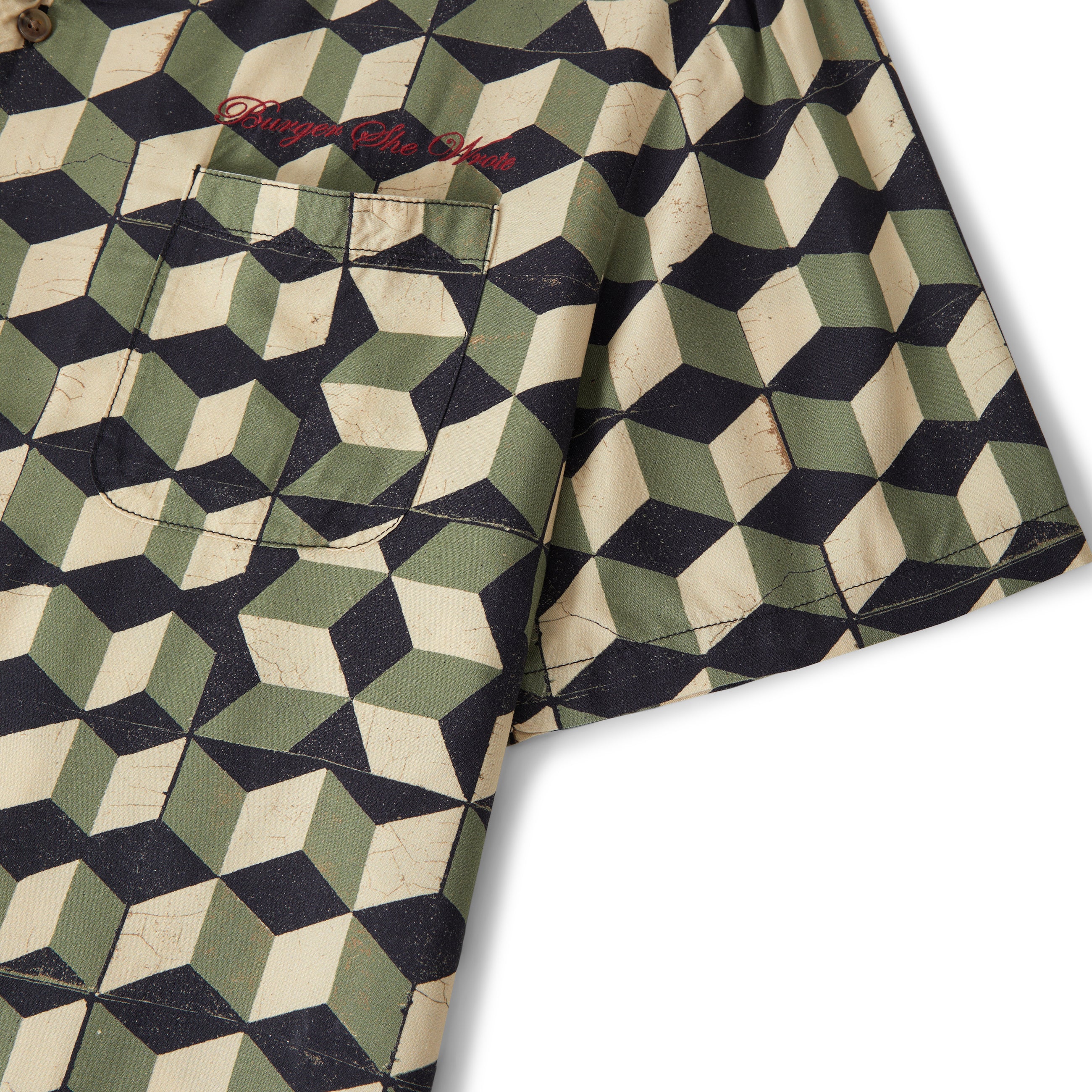 Burger She Wrote Shirt - Black/Green Tile