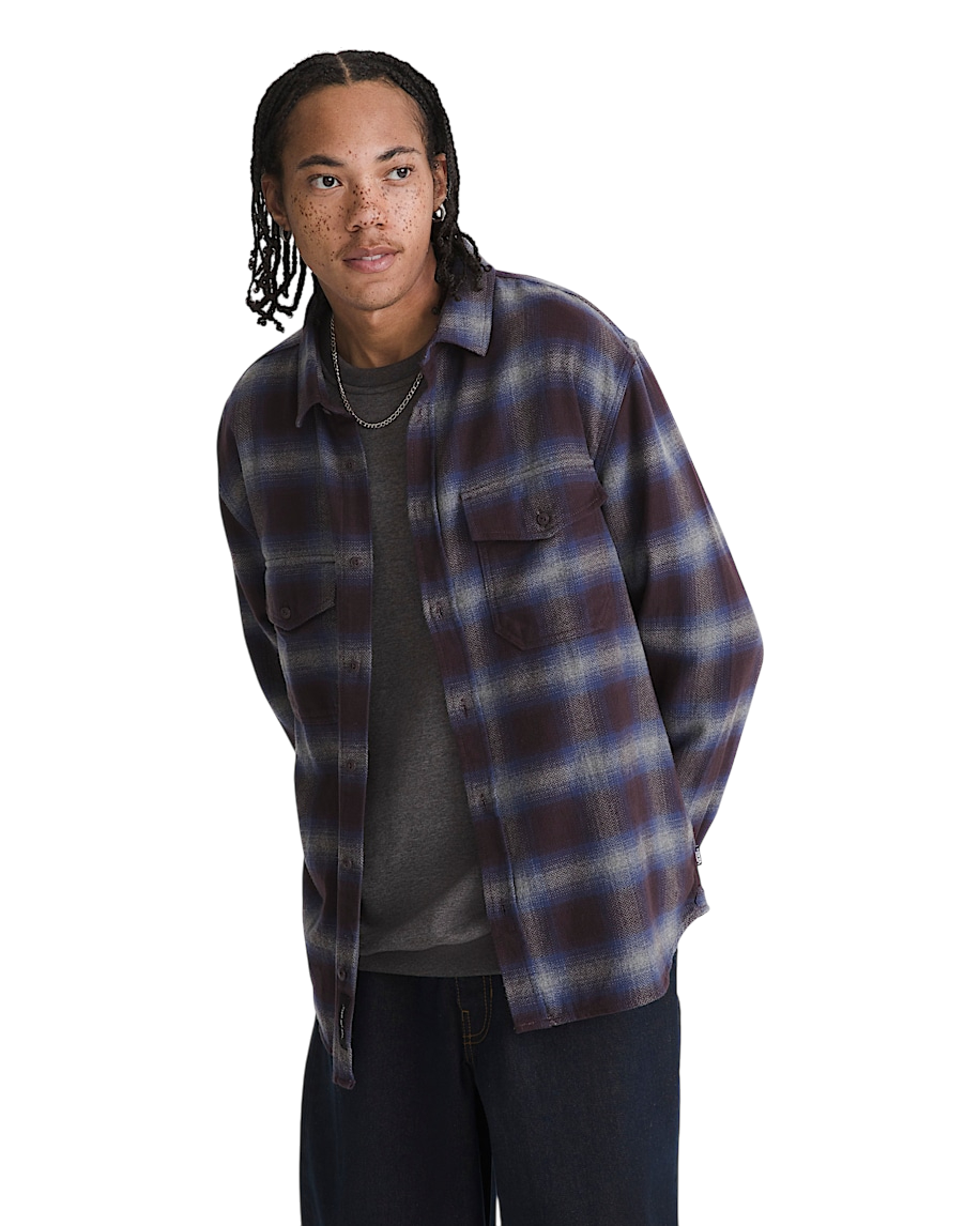 Bixby Plaid Flannel Shirt - Dark Port Red/Pewter Heather Grey