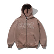 Blotch Zip-Thru Hood - Washed Berry
