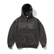 Blotch Zip-Thru Hood - Washed Black
