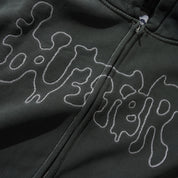 Blotch Zip-Thru Hood - Washed Black