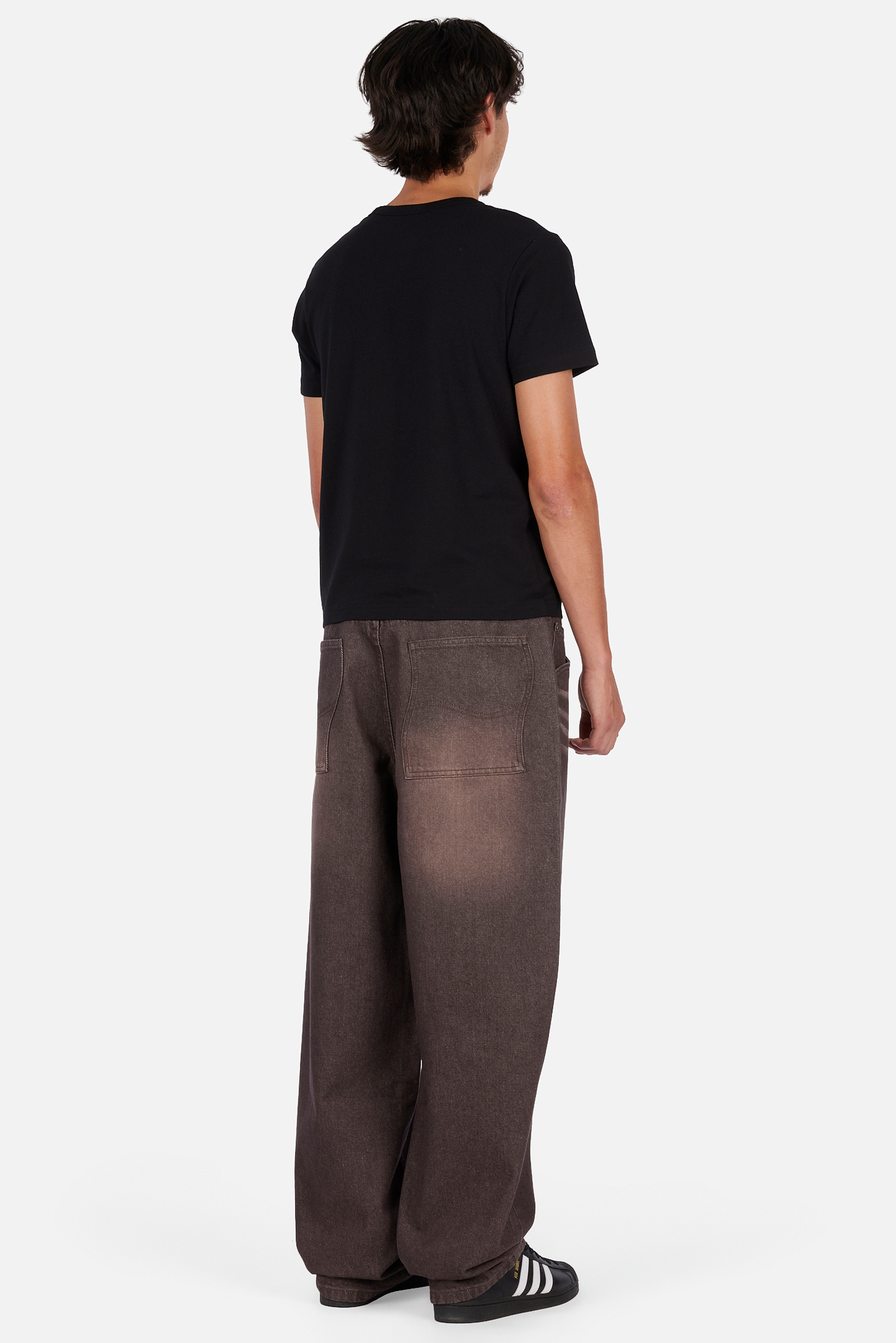 Baggy Denim Pants - Sandblasted Dark Brown