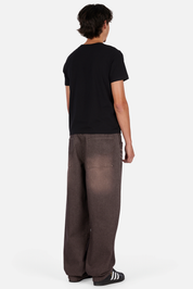 Baggy Denim Pants - Sandblasted Dark Brown