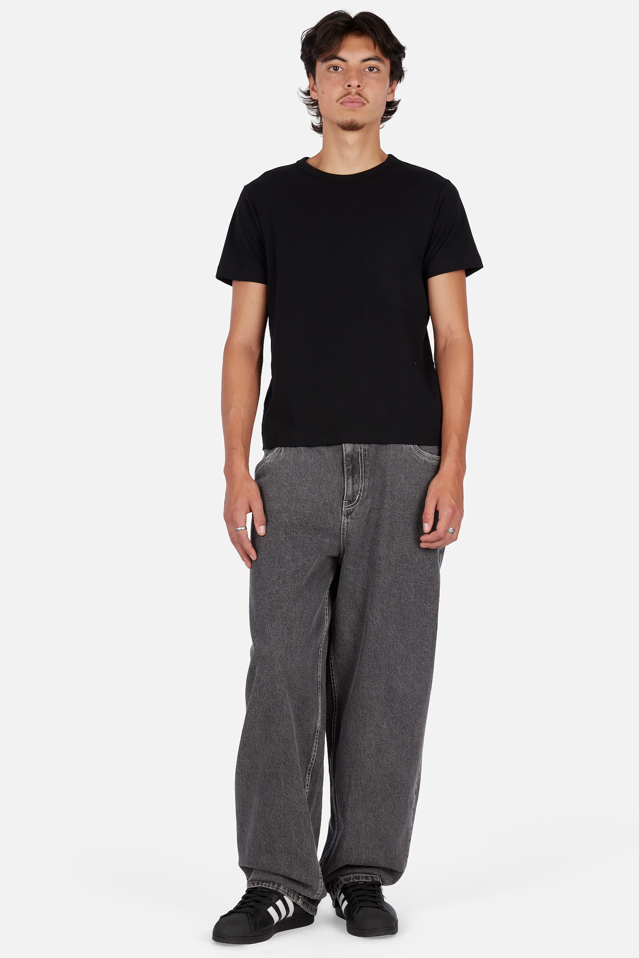 Baggy Wink Denim Pants - Faded Black