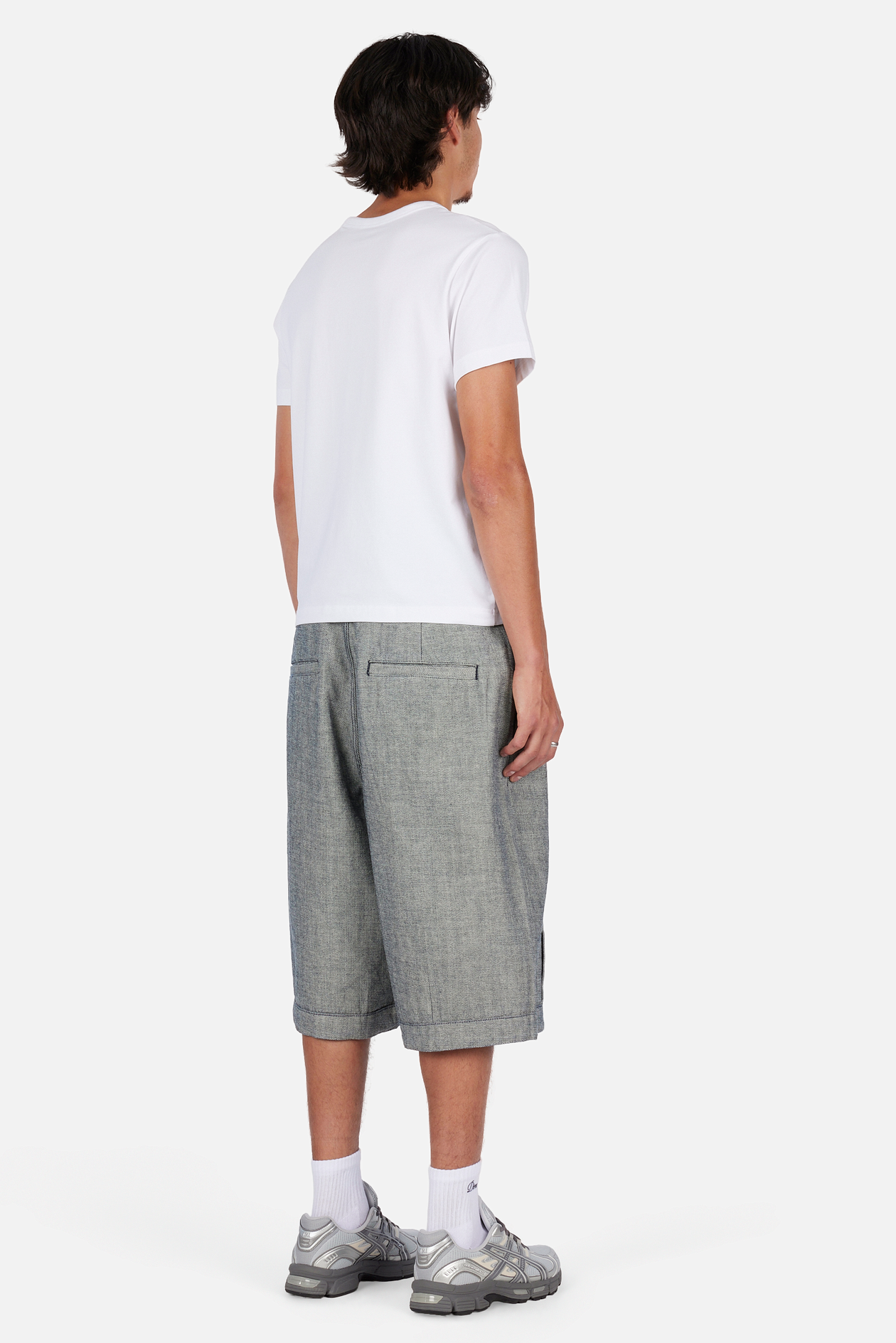 Short en Denim Baggy Plissé - Indigo Inversé