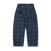 Jeans Denim Coupe Large Burn - Carreaux Indigo Foncé