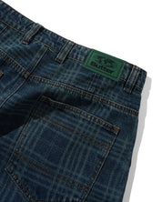 Jeans Denim Coupe Large Burn - Carreaux Indigo Foncé