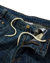 Jeans Denim Coupe Large Burn - Carreaux Indigo Foncé