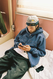 Mineral Wash Zip-Thru Hood - Prussian