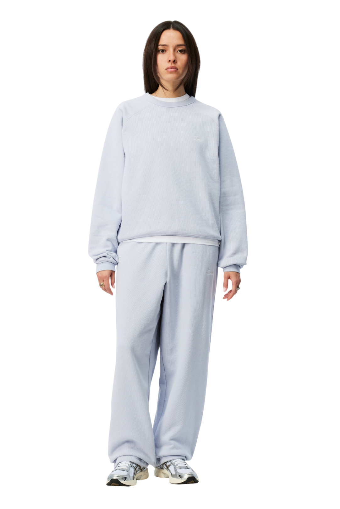 Cursive Small Logo Crewneck - Gray Lavender