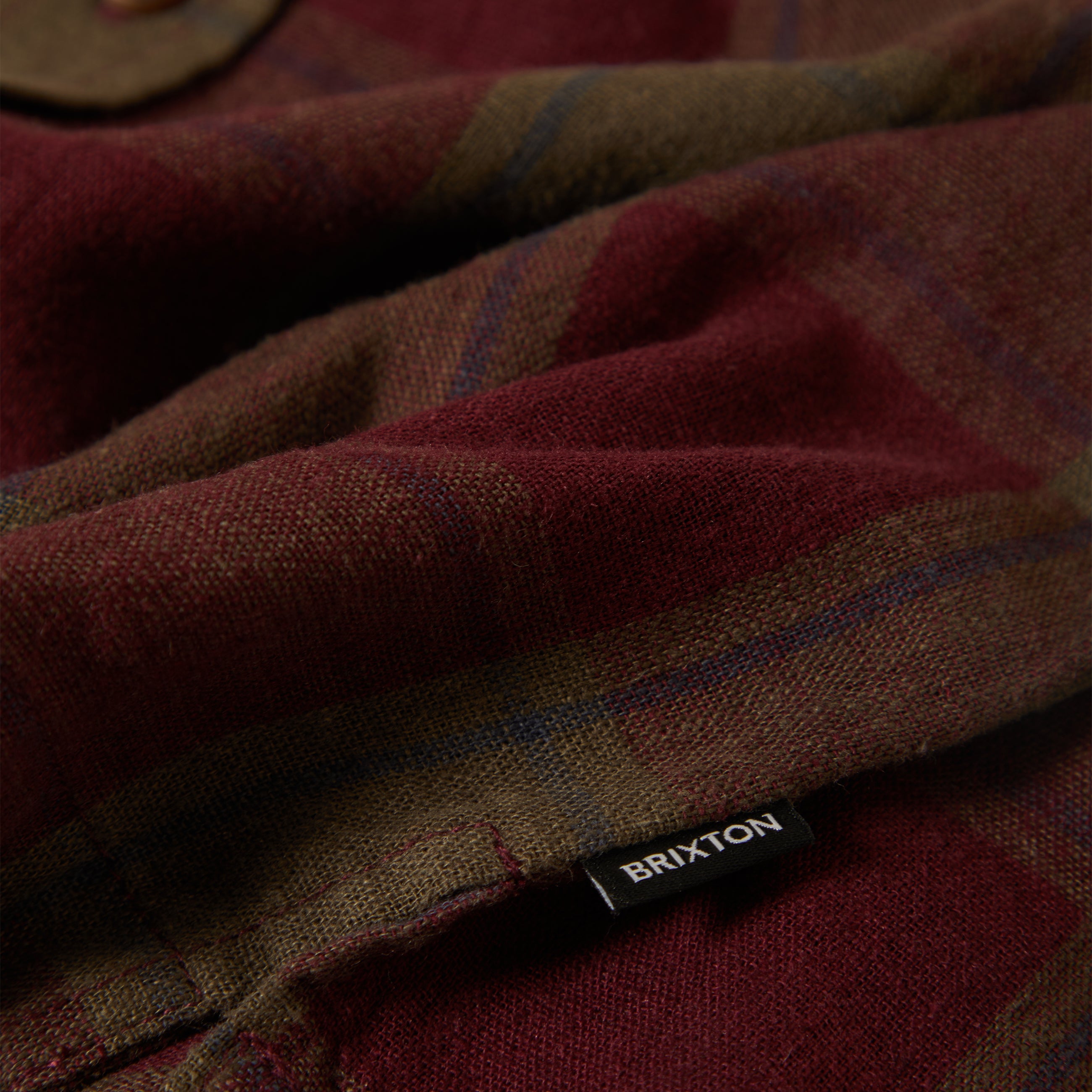 Cru Chemise en Mélange de Lin - Olive Surplus/Bordeaux