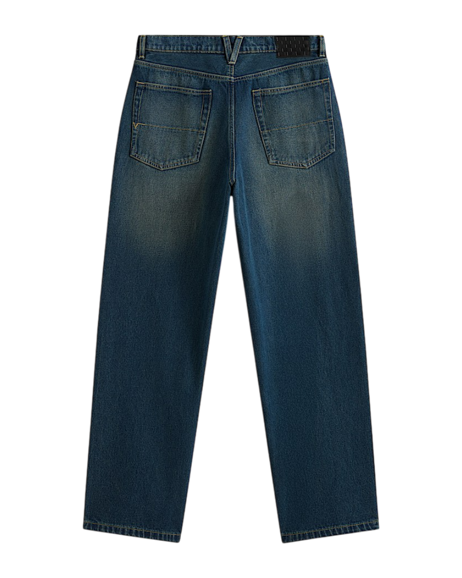 Pantalon en Denim Baggy Check-5 - Indigo Moyen Délavé