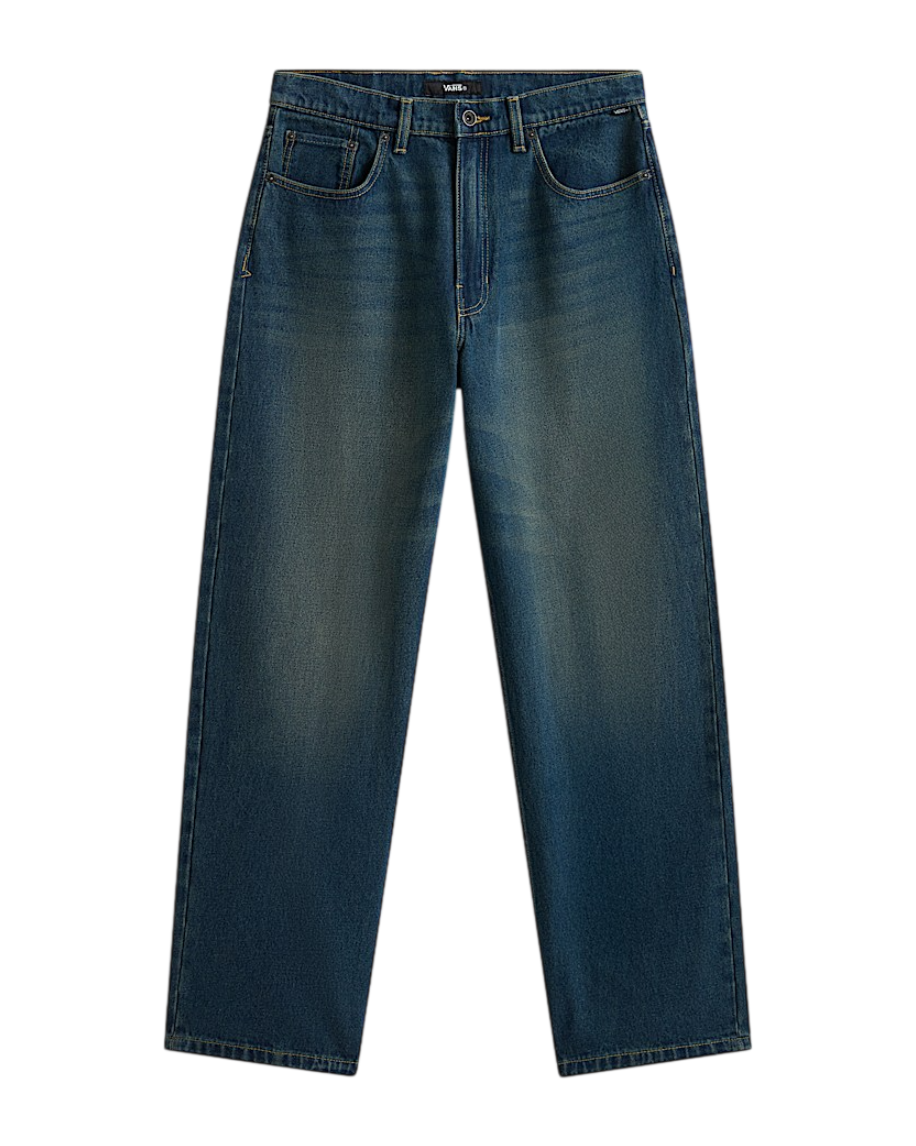 Pantalon en Denim Baggy Check-5 - Indigo Moyen Délavé