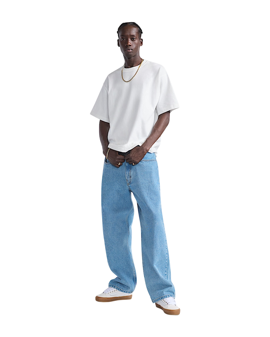 Check-5 Pantalon Denim Baggy - Bleu Stonewash (Patch Noir)