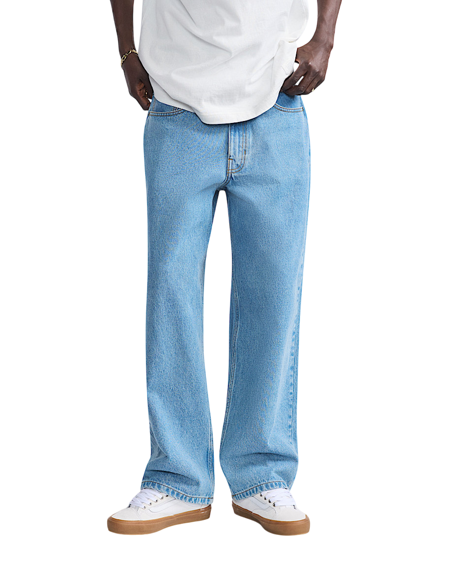 Check-5 Pantalon Denim Baggy - Bleu Stonewash (Patch Noir)