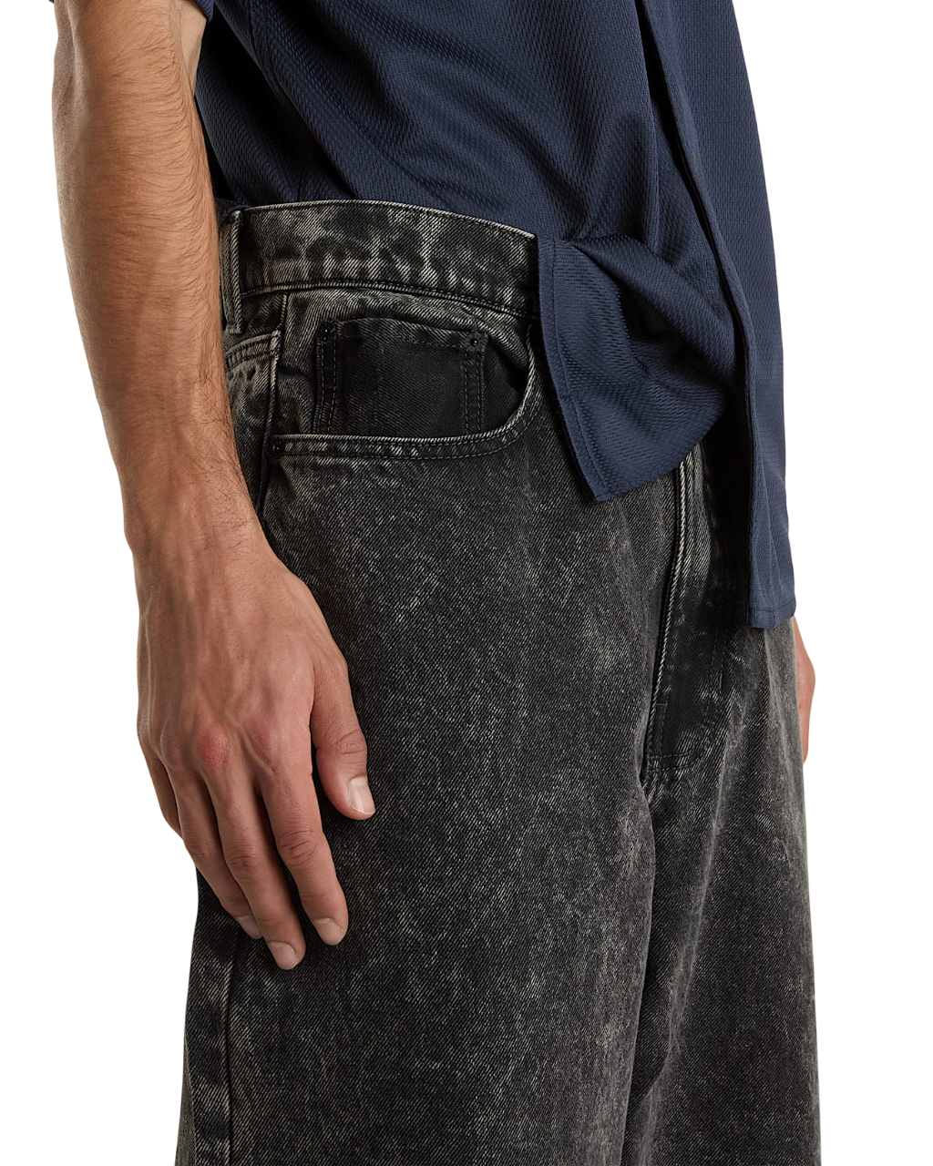 Check-5 Pantalon Denim Baggy - Noir Délavé