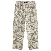 Check-5 Baggy Printed Denim Pant - Turtledove White/Walnut Brown