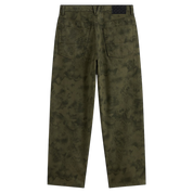 Check-5 Baggy Printed Denim Pant - Mossy Olive Green/Obsidian Fern Green