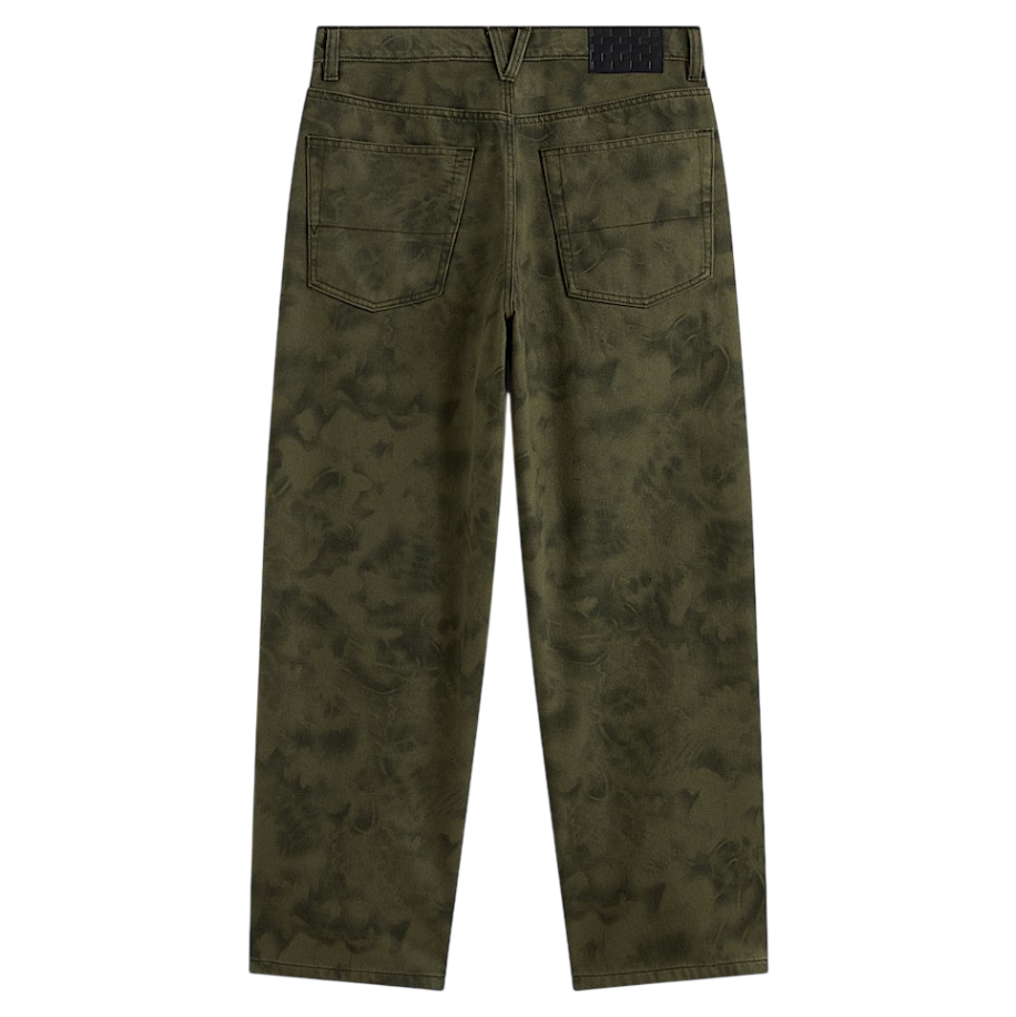 Check-5 Baggy Printed Denim Pant - Mossy Olive Green/Obsidian Fern Green