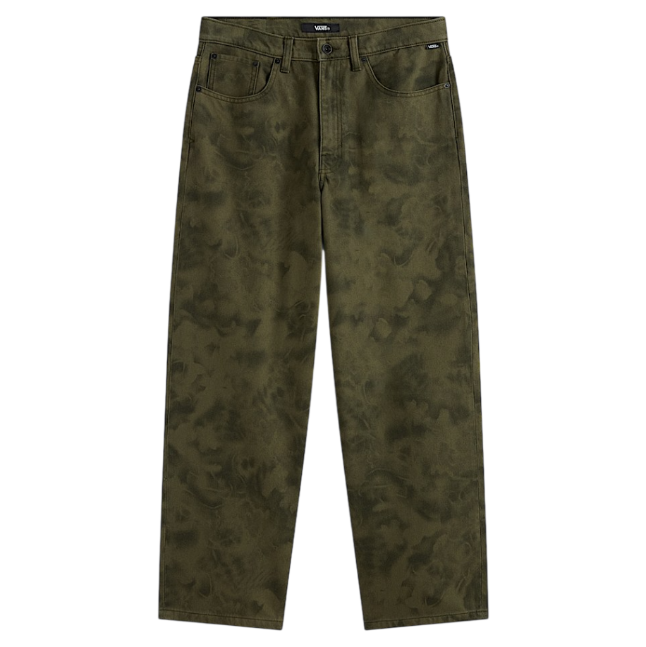 Check-5 Baggy Printed Denim Pant - Mossy Olive Green/Obsidian Fern Green