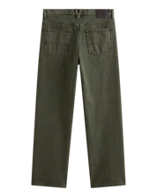 Check-5 Loose Denim Pants - Mossy Olive