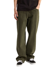 Check-5 Loose Denim Pants - Mossy Olive