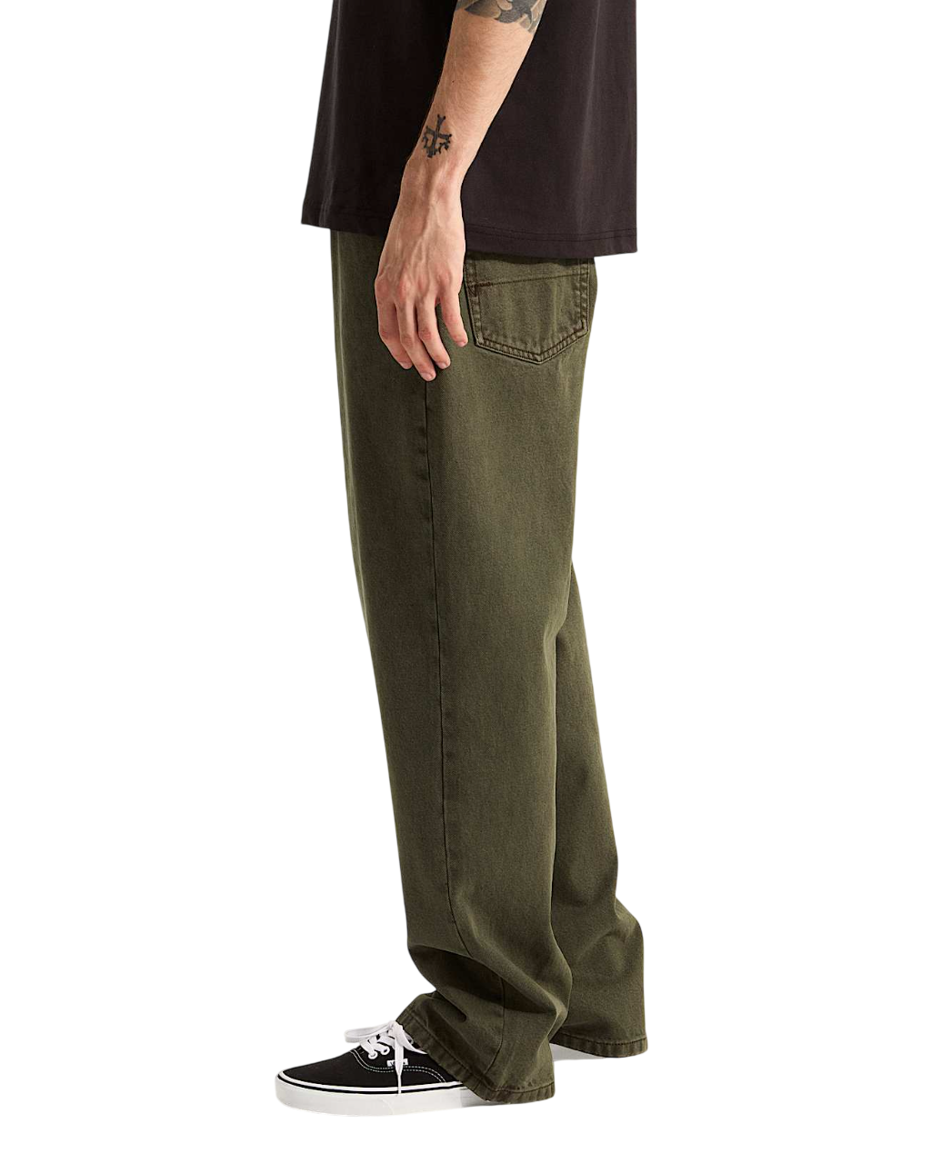 Check-5 Loose Denim Pants - Mossy Olive
