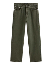 Check-5 Loose Denim Pants - Mossy Olive