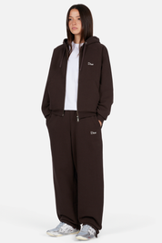 Classic Small Logo Zip Hoodie - Dark Brown