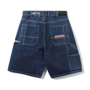 Company Denim Shorts - Distress Washed Slub Blue