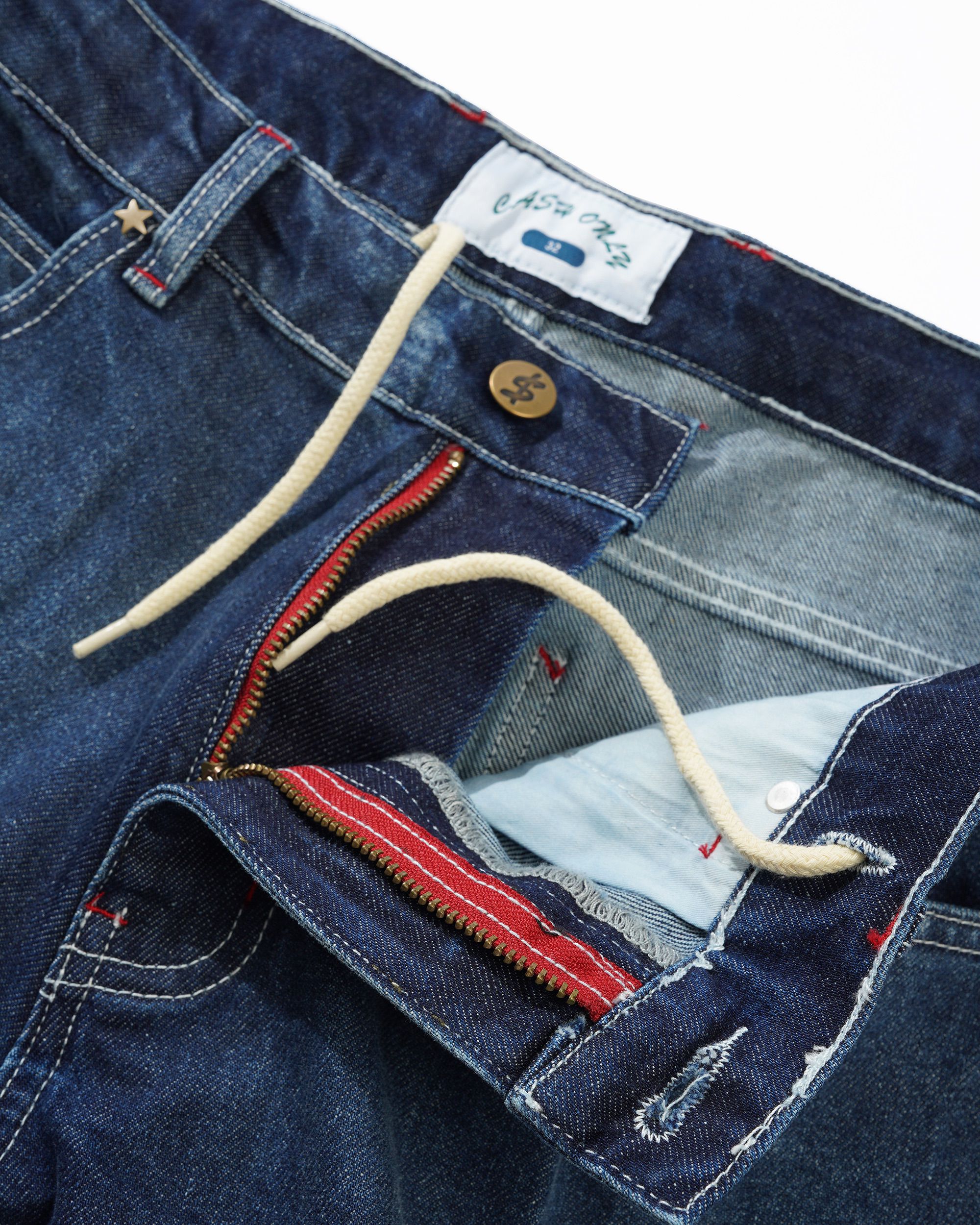 Company Denim Shorts - Distress Washed Slub Blue