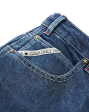 Company Denim Shorts - Distress Washed Slub Blue