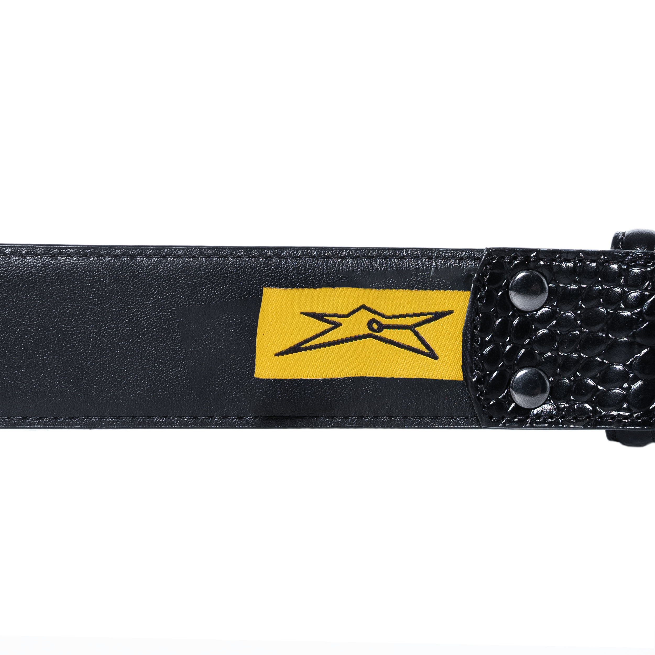 Ceinture en Cuir Croco Carpet - Noir
