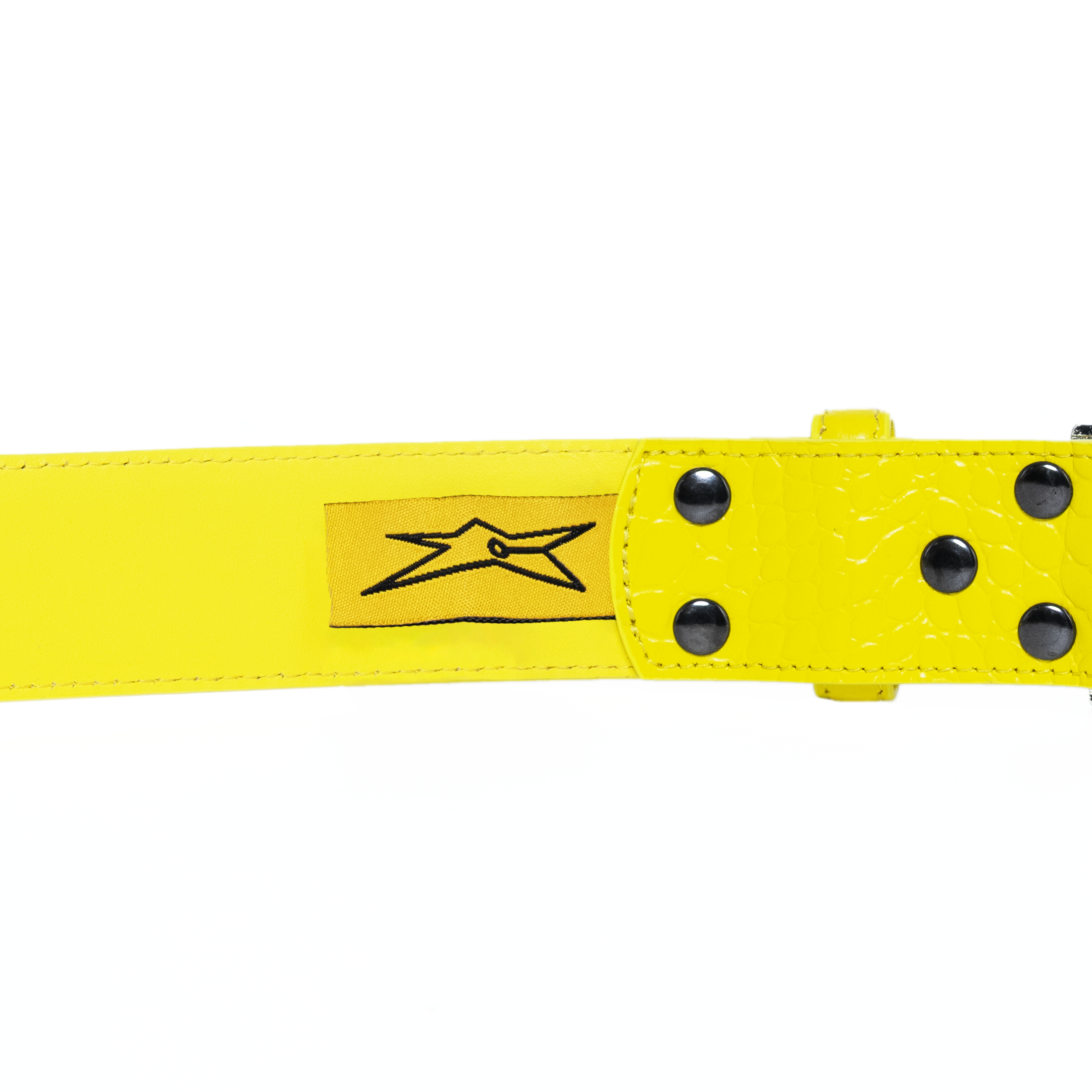 Ceinture en Cuir Croco Carpet - Jaune