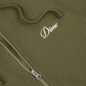 Cursive Zip Hoodie - Dark Olive