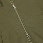 Cursive Zip Hoodie - Dark Olive