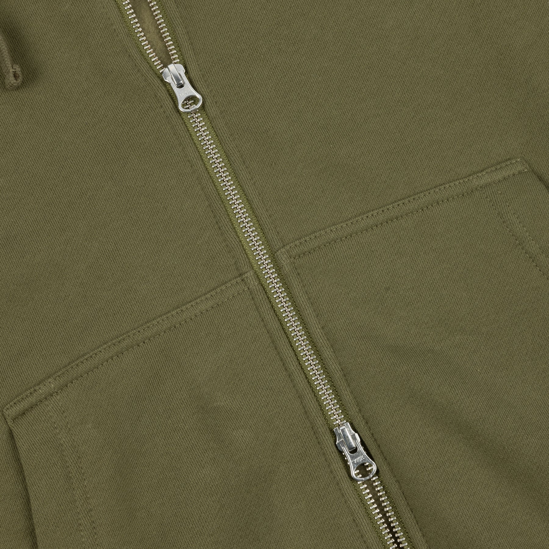 Cursive Zip Hoodie - Dark Olive