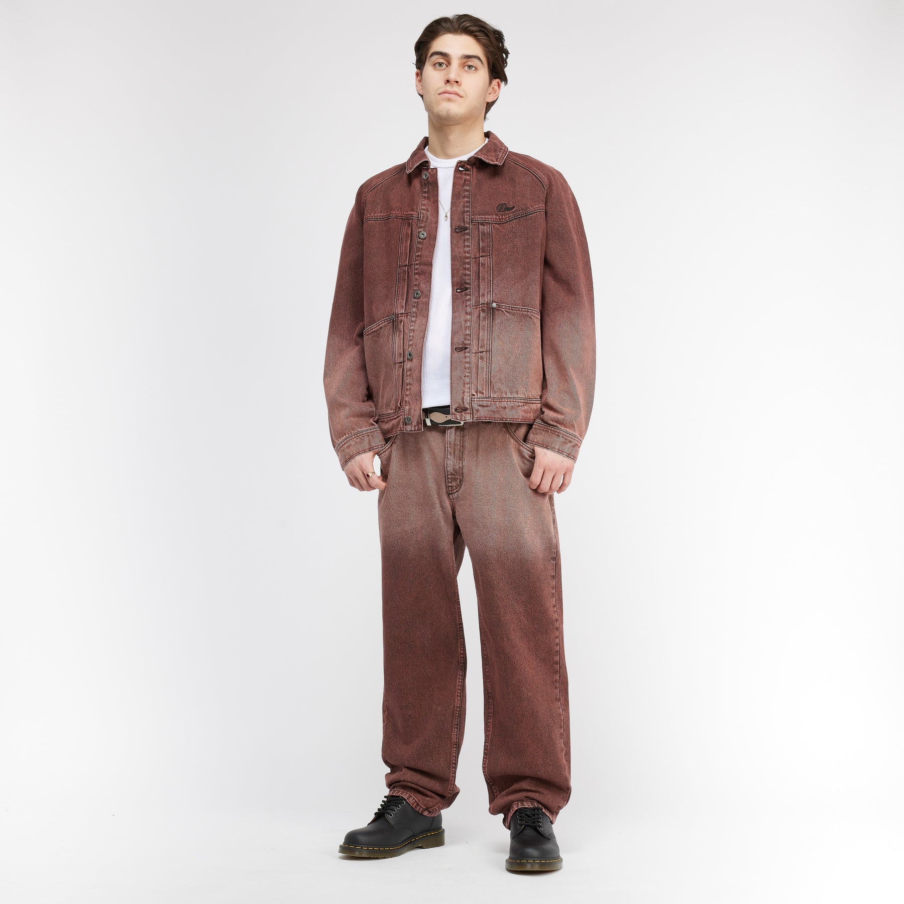 Classic Relaxed Denim Pants - Dipped Sandblasted Burgundy