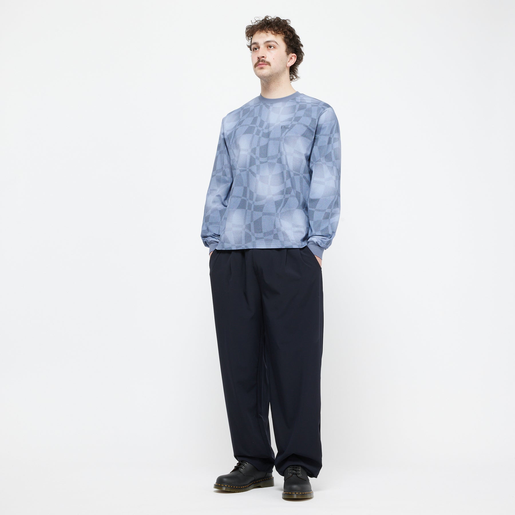 Abstract LS Shirt - Static Blue