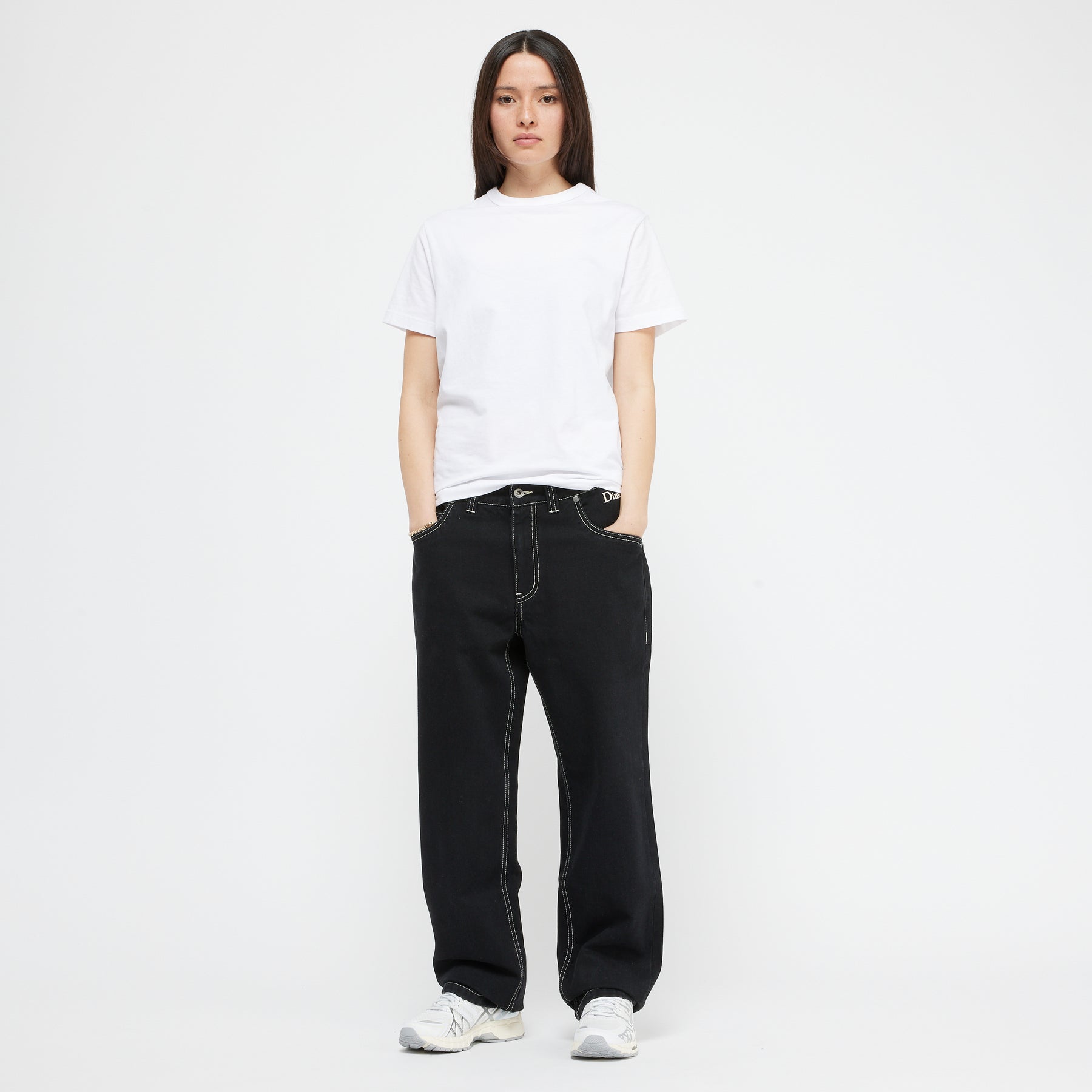 Relaxed Denim Pants - Black/Contrast Stitch
