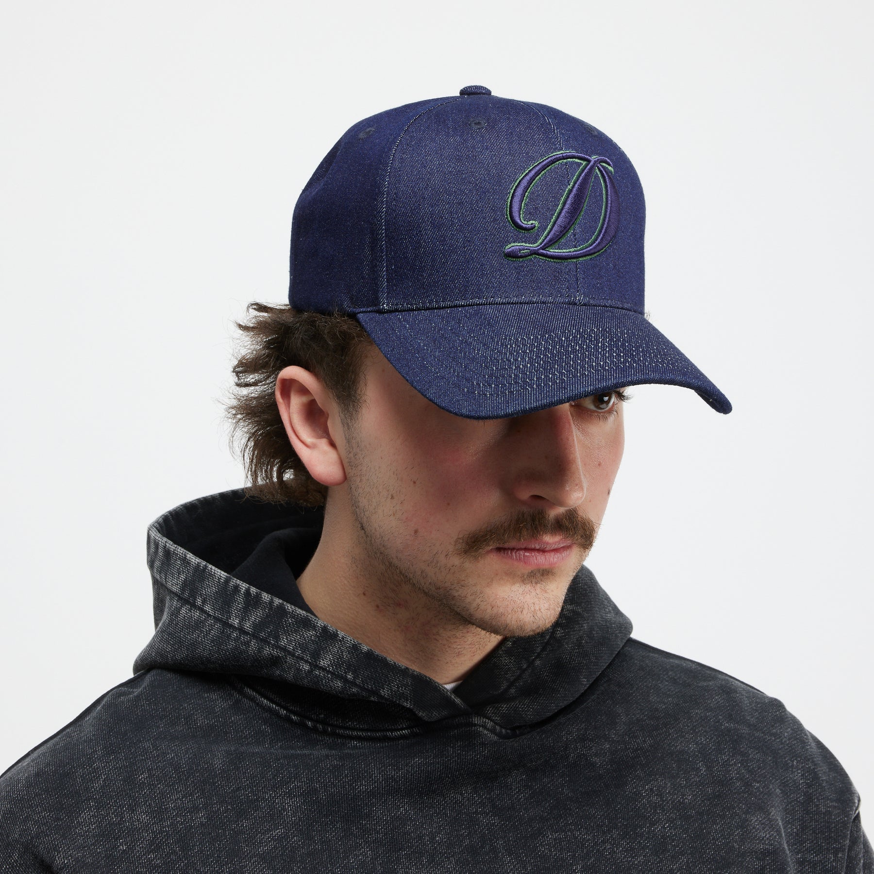 Cursive D Full Fit Casquette - Denim Indigo